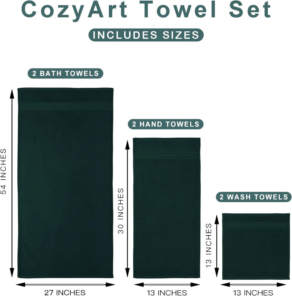 Deep Forest Green 6-Piece Cotton Towel Set