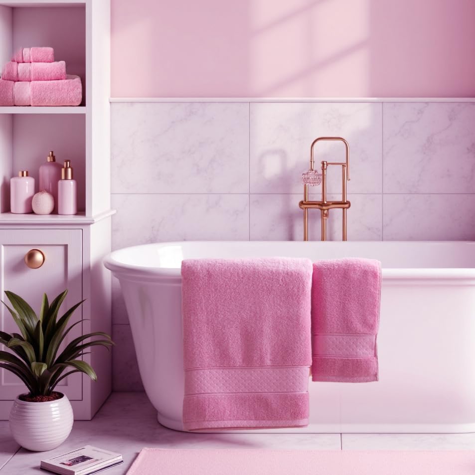 Pink Turkish Cotton 6-Piece Towel Set