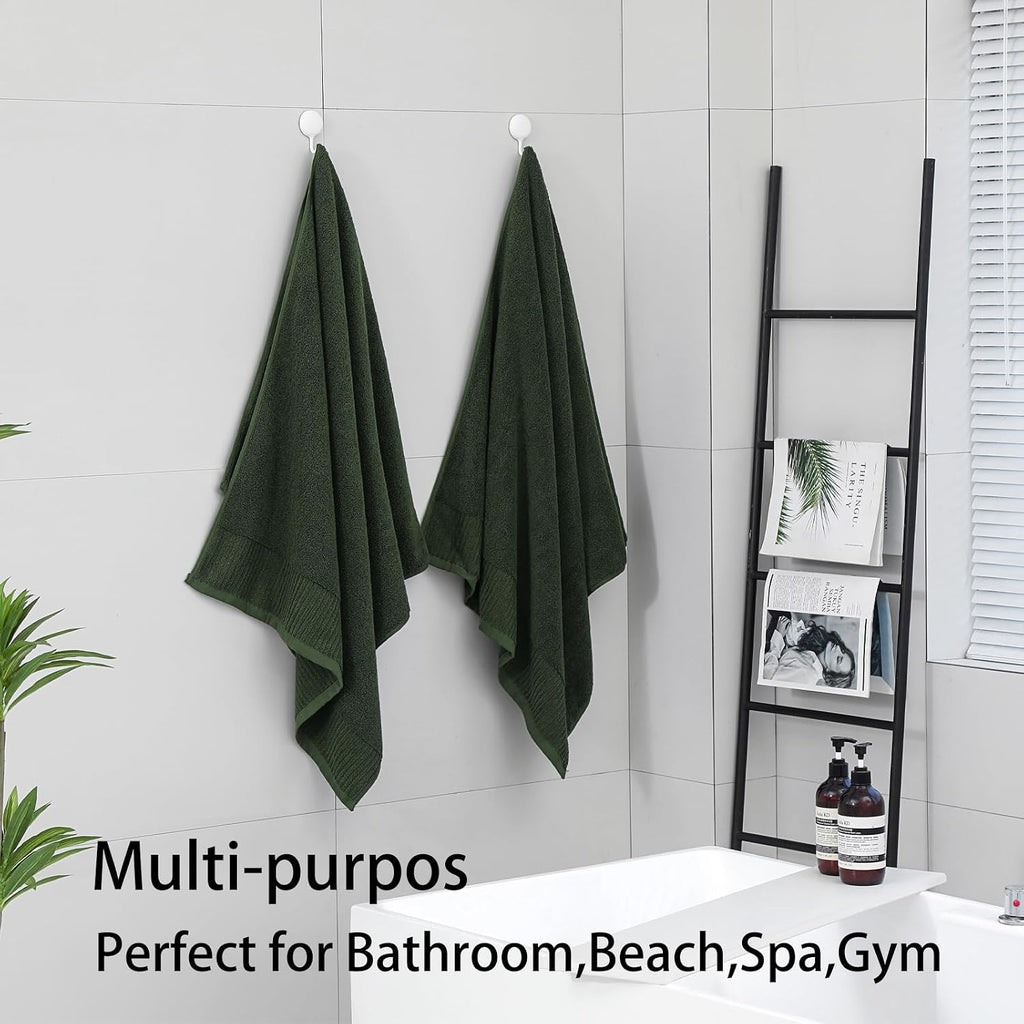 Olive Green 6-Piece Cotton Bath Towel Set