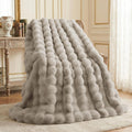 Castle Grey Faux Rabbit Fur Throw Blanket 60x80