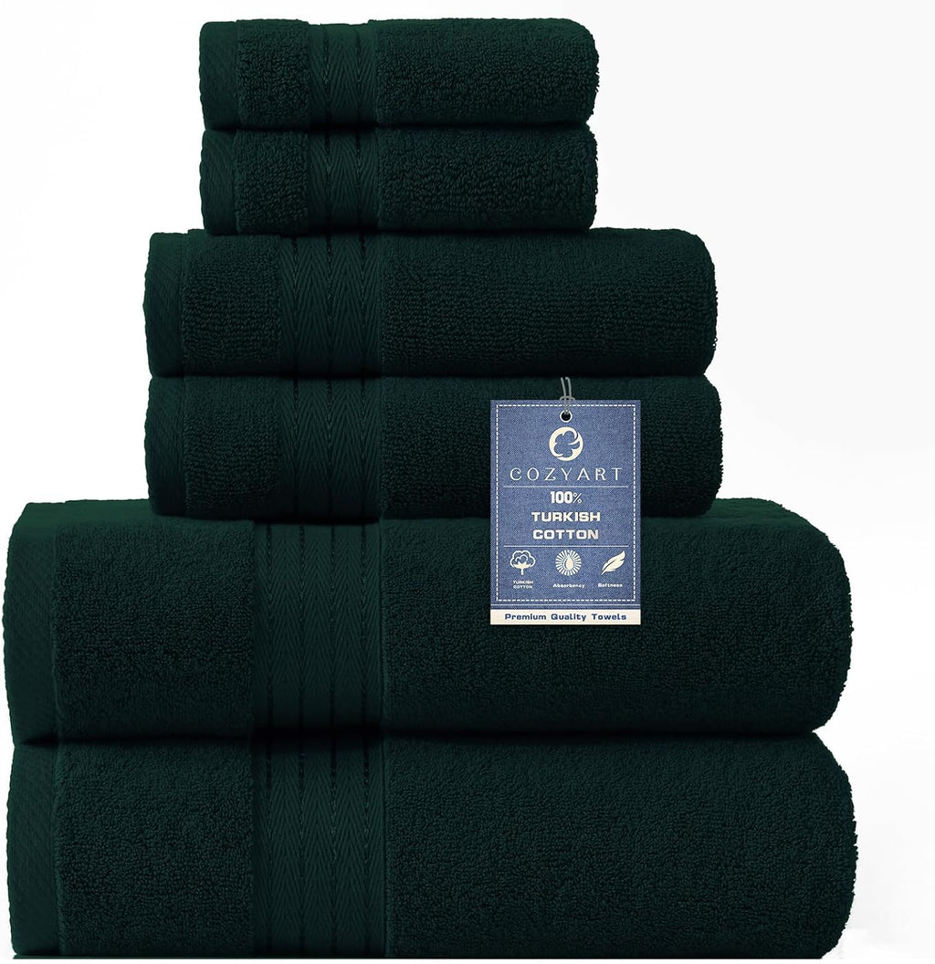Deep Forest Green 6-Piece Cotton Towel Set