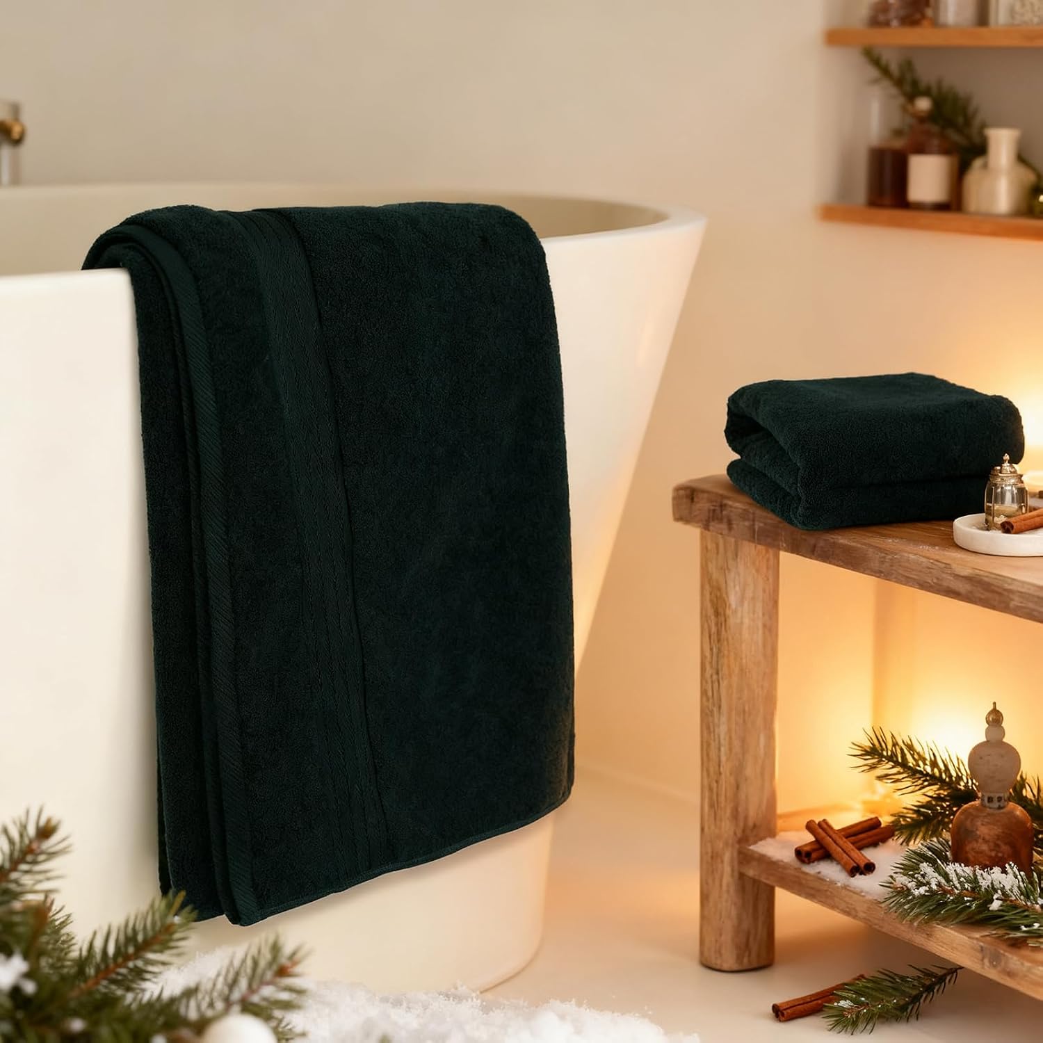 Deep Forest Green 6-Piece Cotton Towel Set