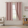 Blush Pink Faux Linen Blackout Grommet Curtains 96in Set of 2