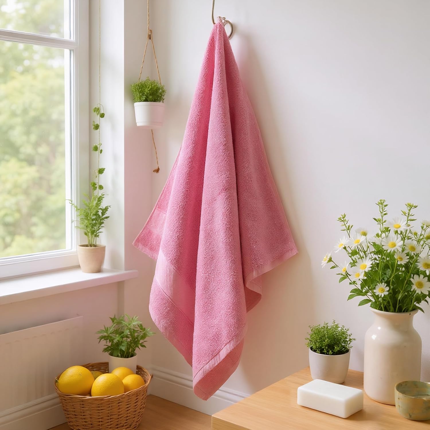Pink Turkish Cotton 6-Piece Towel Set