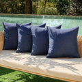 Navy Linen Waterproof 4-Pack Outdoor Pillow Covers 16x16