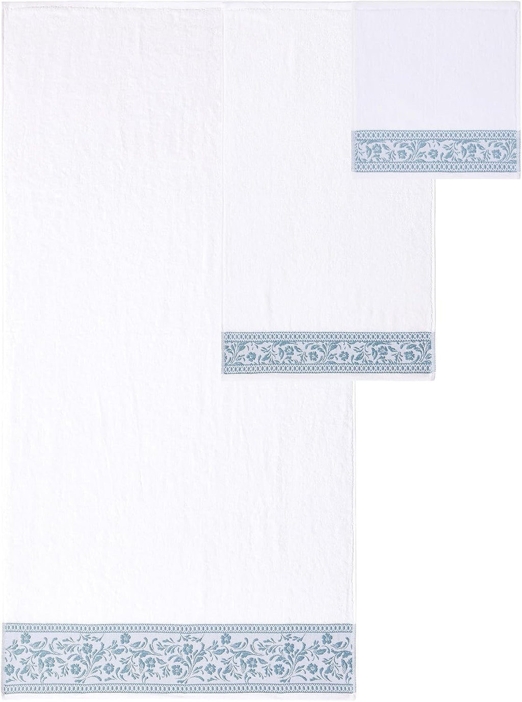 Light Blue Floral Cotton 6-Piece Towel Set