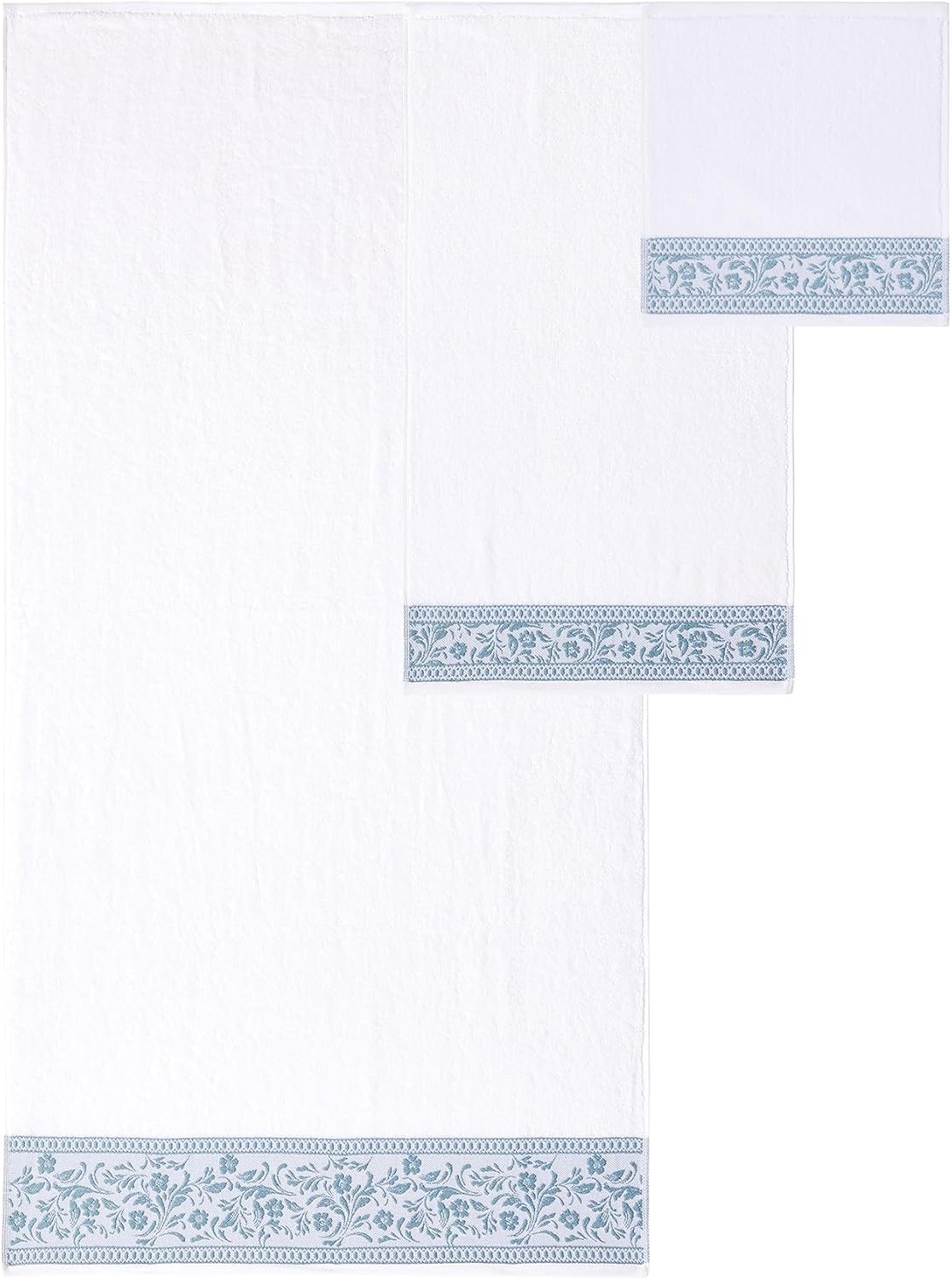 Light Blue Floral Cotton 6-Piece Towel Set
