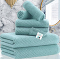 Aqua Teal Soft Quick Dry 6-Piece Cotton Towel Set