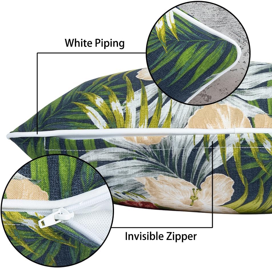 Midnight Floral 2-Pack Waterproof Lumbar Pillow Covers 12x20