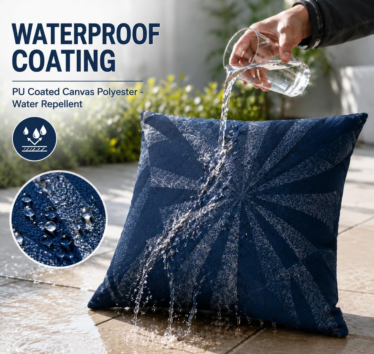 Night Rays Jacquard 2-Pack Waterproof Outdoor Pillow Covers 18x18
