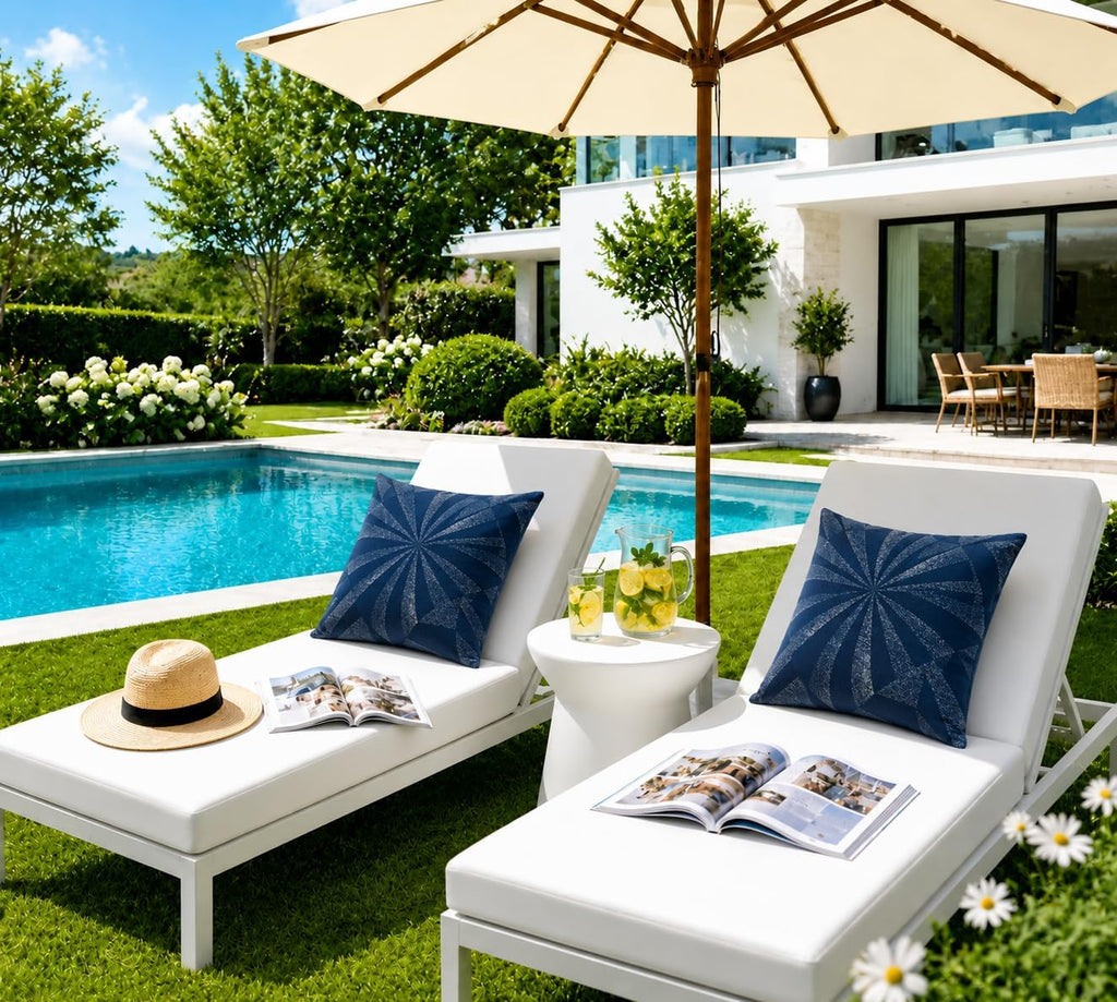 Night Rays Jacquard 2-Pack Waterproof Outdoor Pillow Covers 18x18