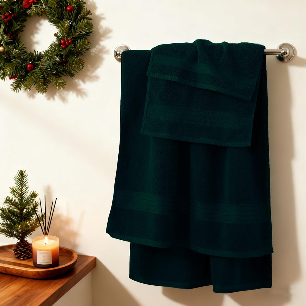 Deep Forest Green 6-Piece Cotton Towel Set