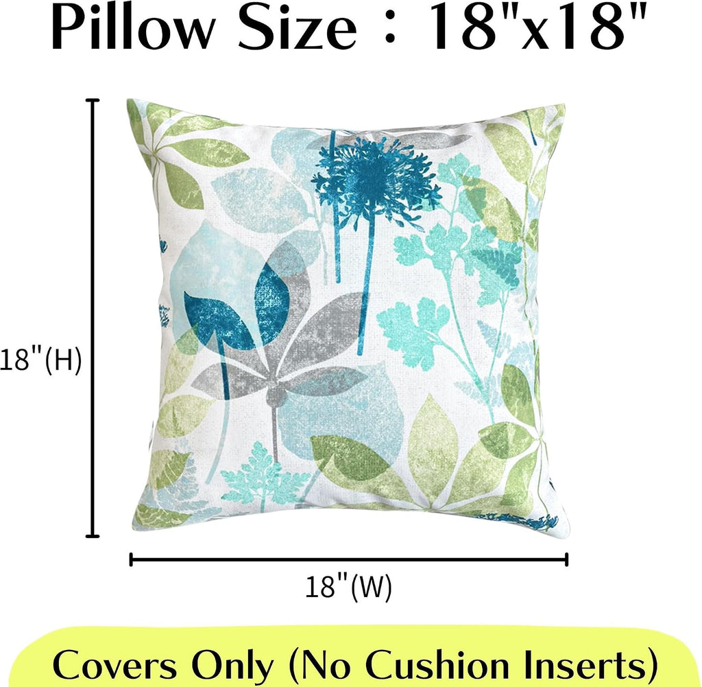 Floral Double-Sided 2-Pack Waterproof Pillow Covers 18x18