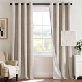 Natural Linen Look Blackout Grommet Curtains 52x84 Set of 2
