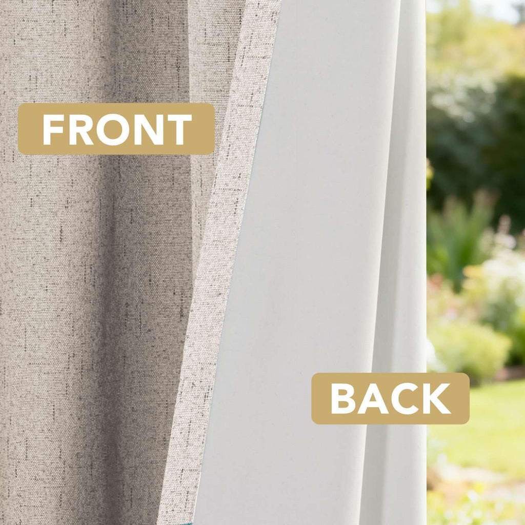 Natural Linen Look Blackout Grommet Curtains 52x84 Set of 2