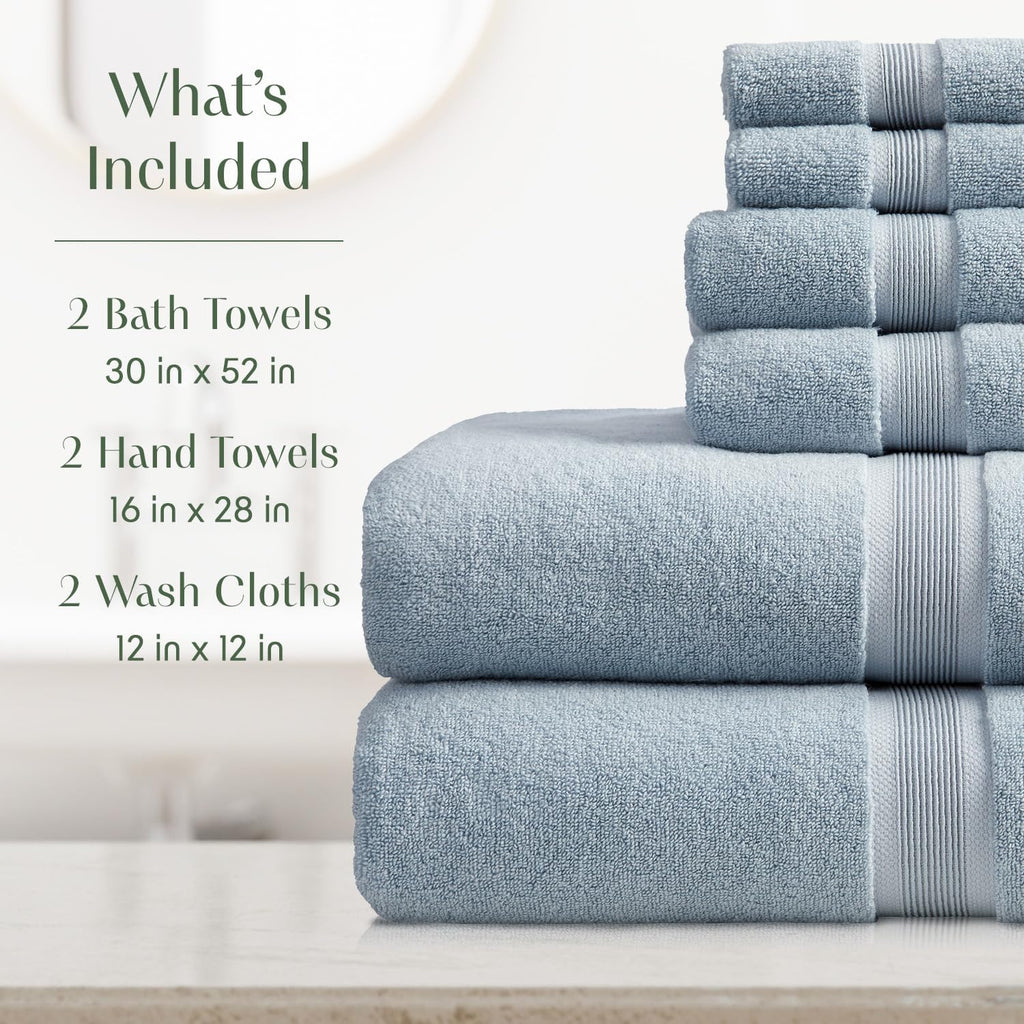 Blue Fog Bamboo Cotton 6-Piece Towel Set
