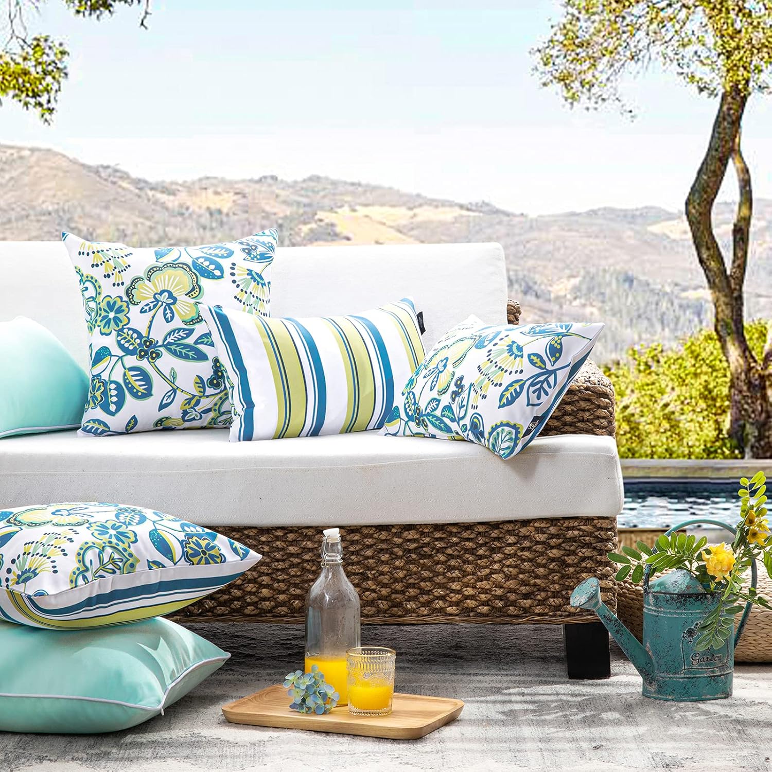 Off White Floral Waterproof 2-Pack Pillow Covers