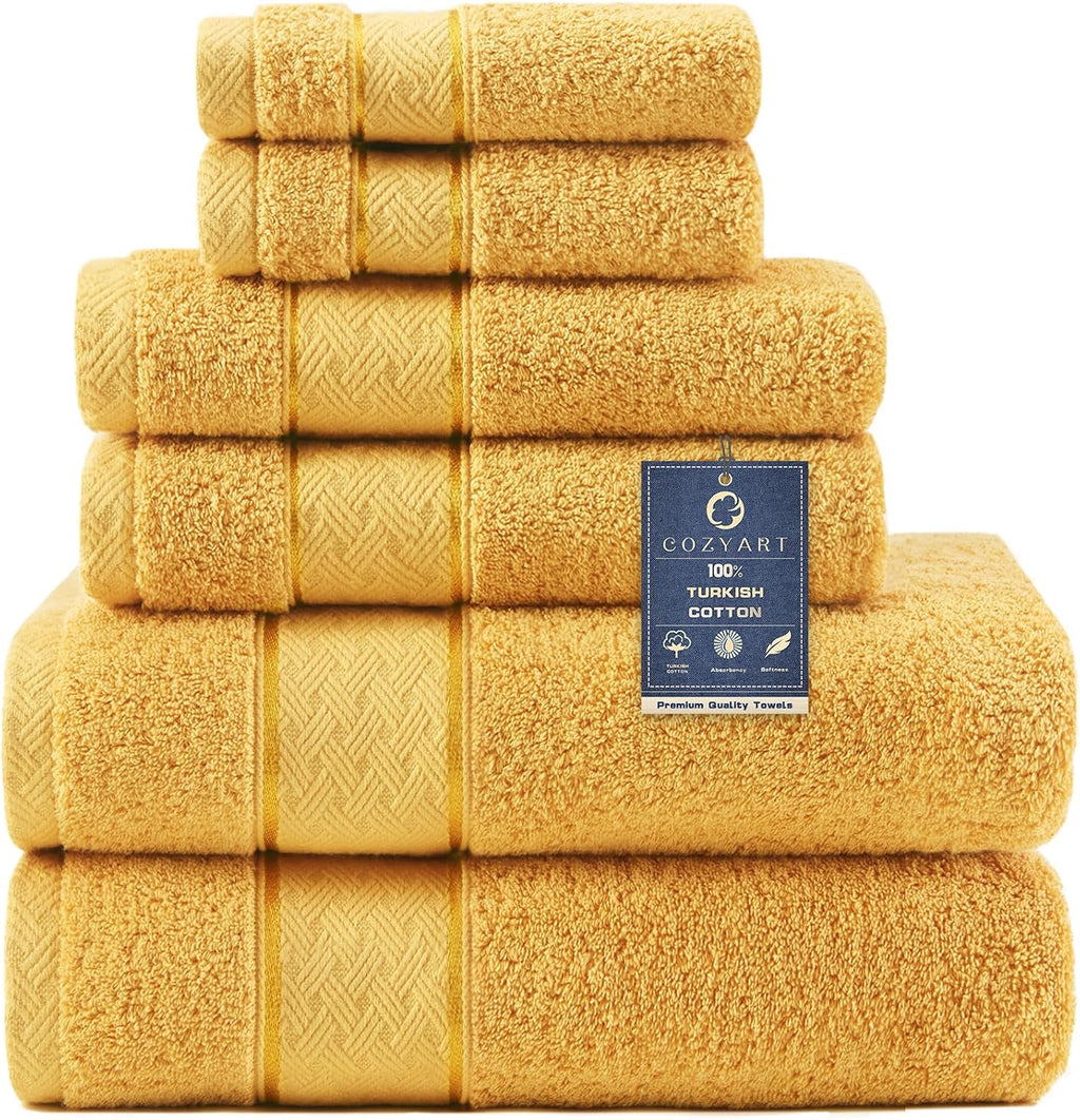 Mustard Gold Turkish Cotton 6-Piece Towel Set