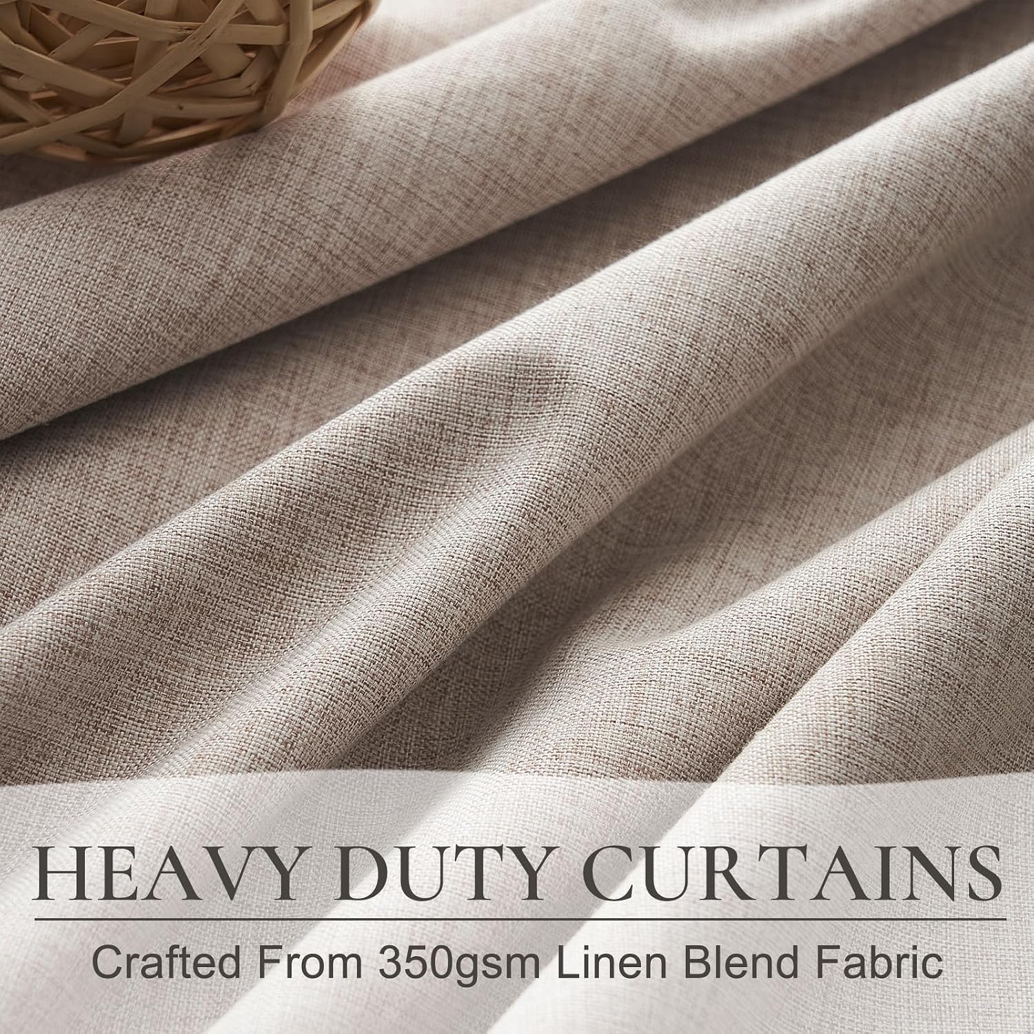 Tan Beige Pinch Pleated Blackout Linen Curtains 40x84 Set of 2