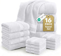 White 16-Piece Cotton Bath Towel Set