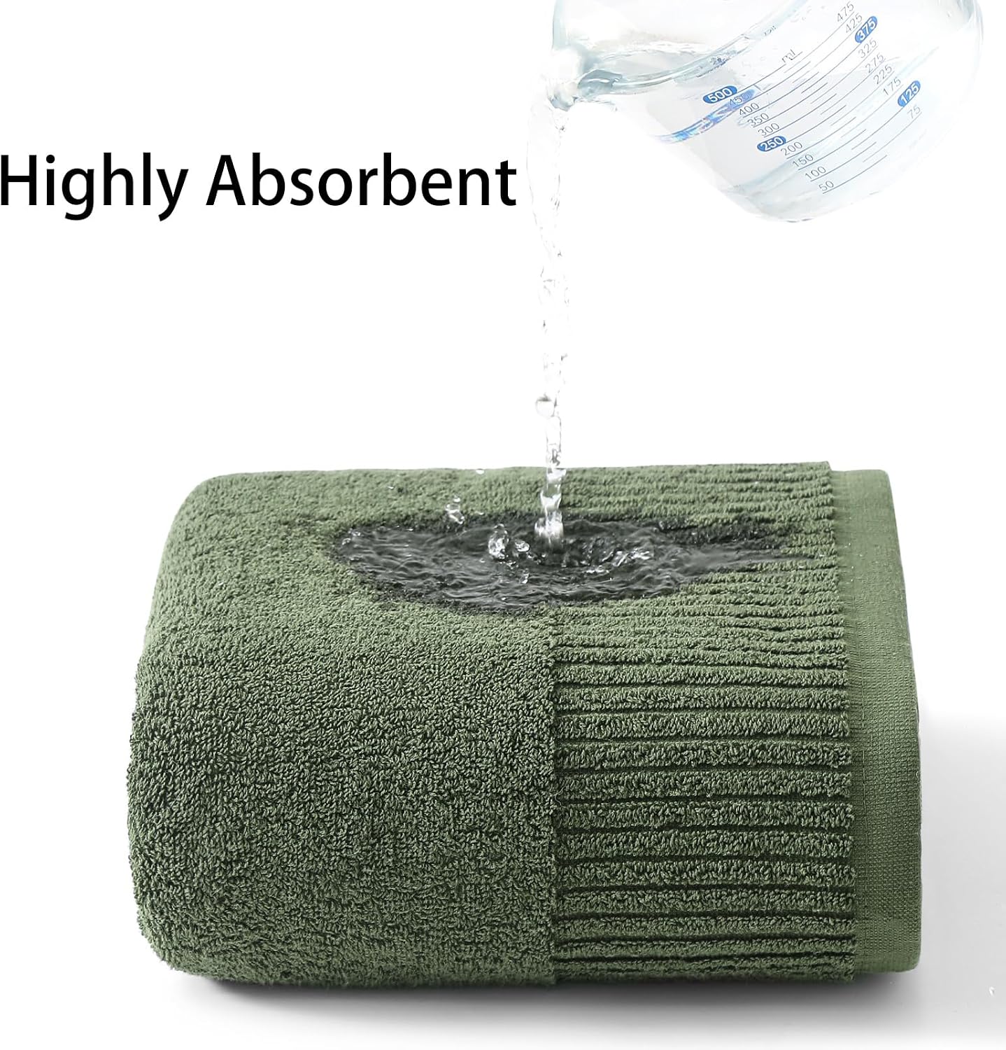 Olive Green 6-Piece Cotton Bath Towel Set