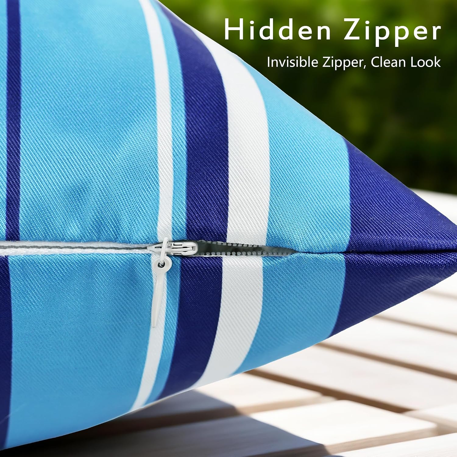 Dark Blue Striped 2-Pack Waterproof Lumbar Pillow Covers 12x20