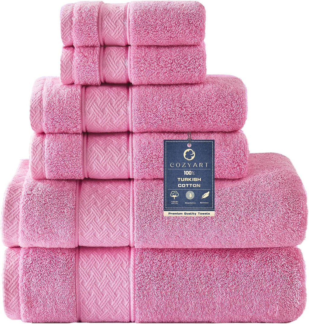 Pink Turkish Cotton 6-Piece Towel Set