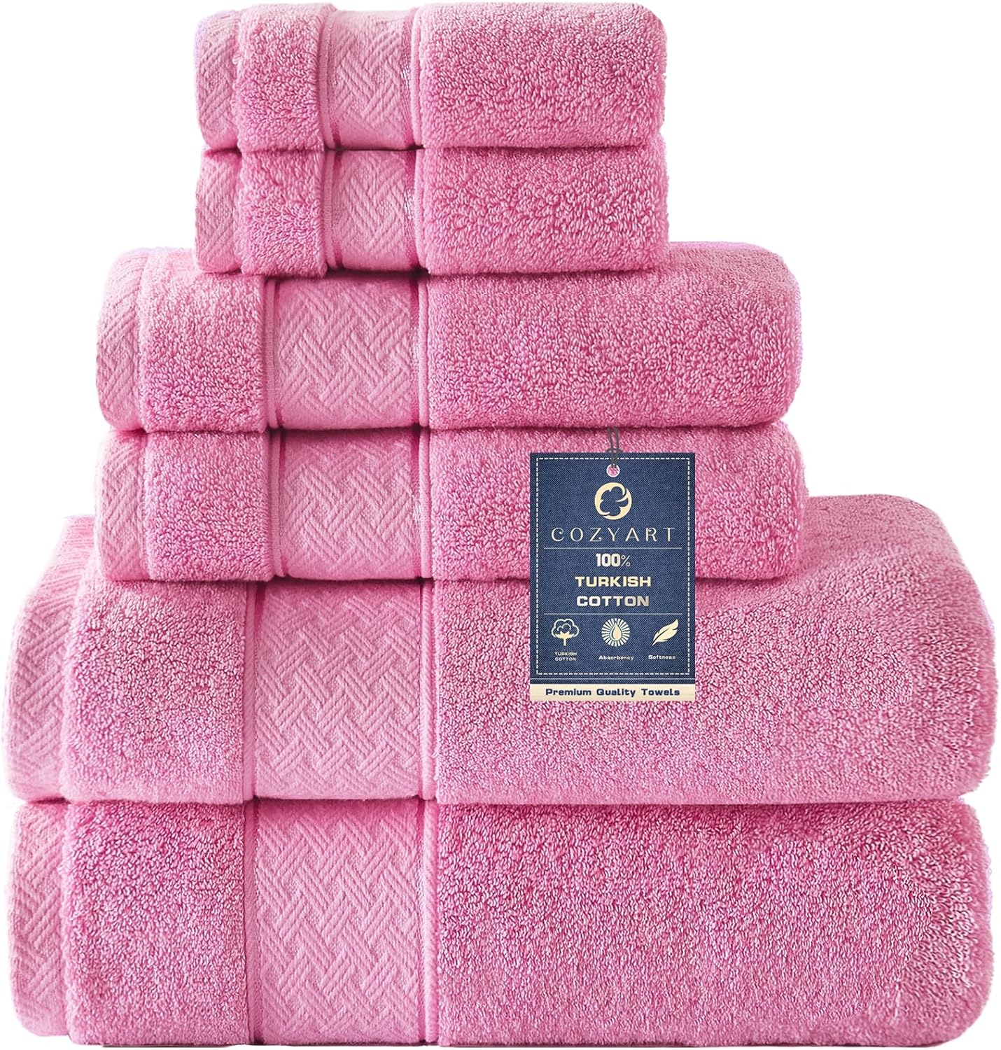 Pink Turkish Cotton 6-Piece Towel Set