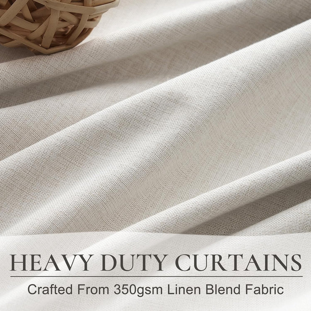 Cream Ivory Faux Linen Blackout Curtains 50x100 Set of 2