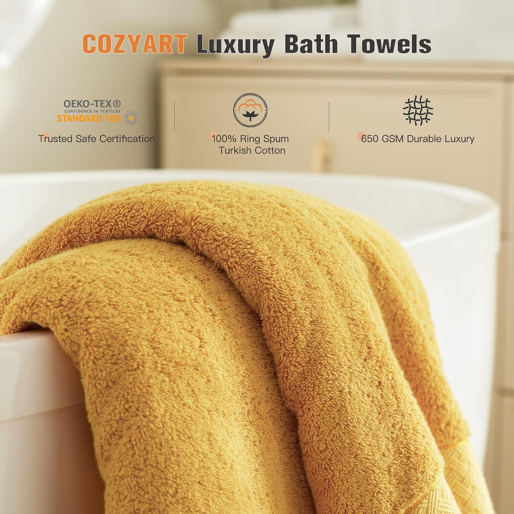 Mustard Gold Turkish Cotton 6-Piece Towel Set