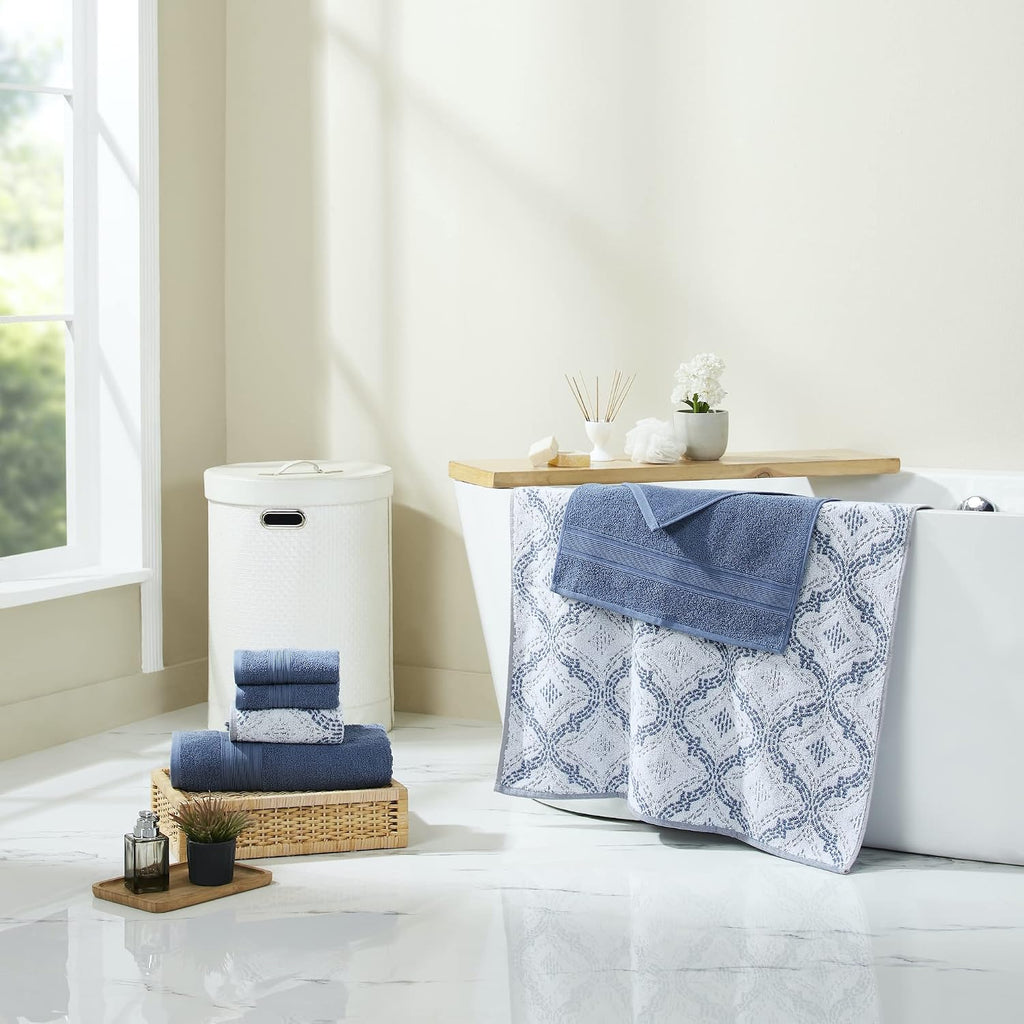 Denim Reversible Jacquard 6-Piece Cotton Towel Set
