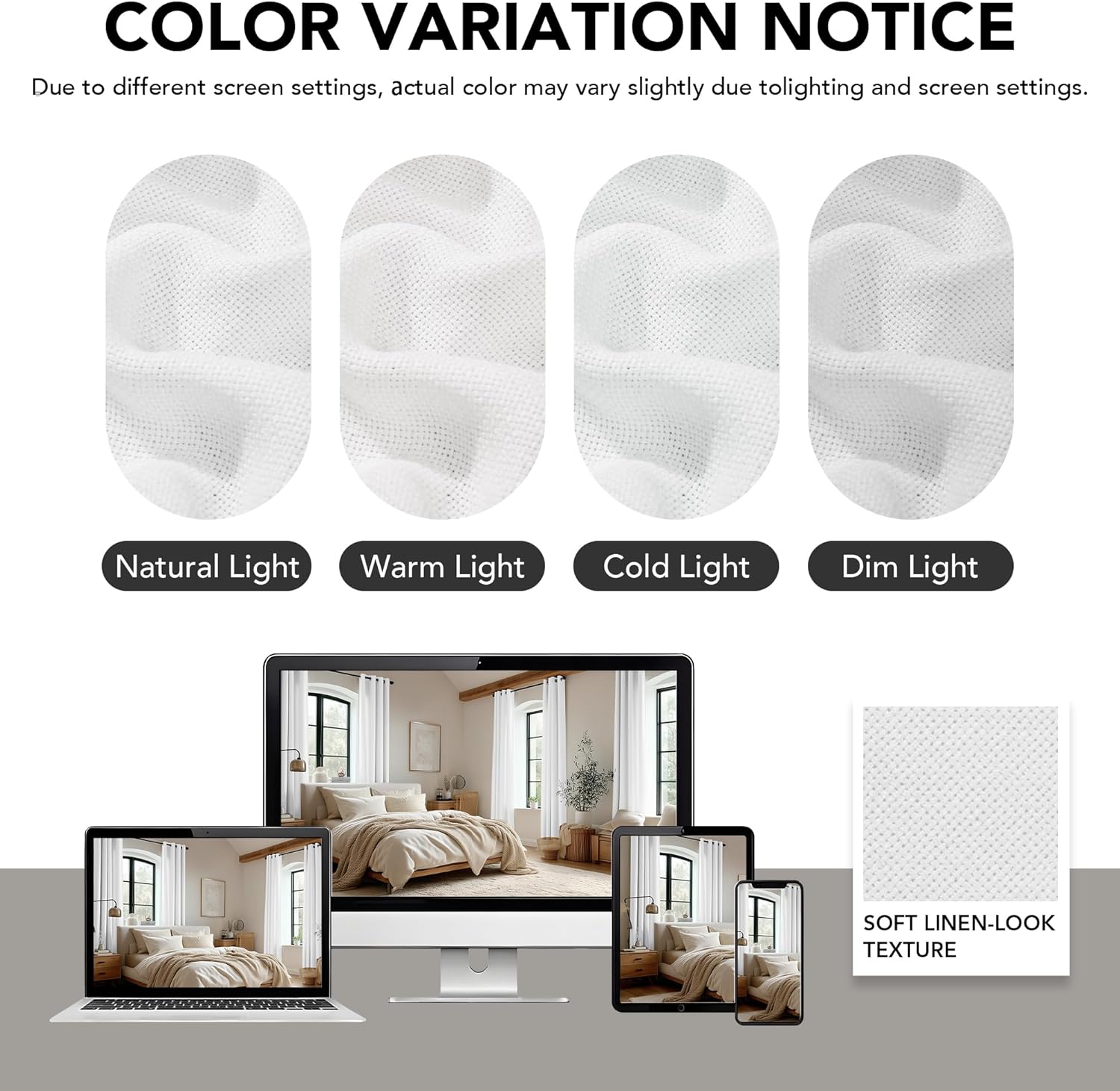 White Pinch Pleated Faux Linen Thermal Curtains 40x90 Set of 2