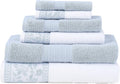 Light Blue Floral Cotton 6-Piece Towel Set
