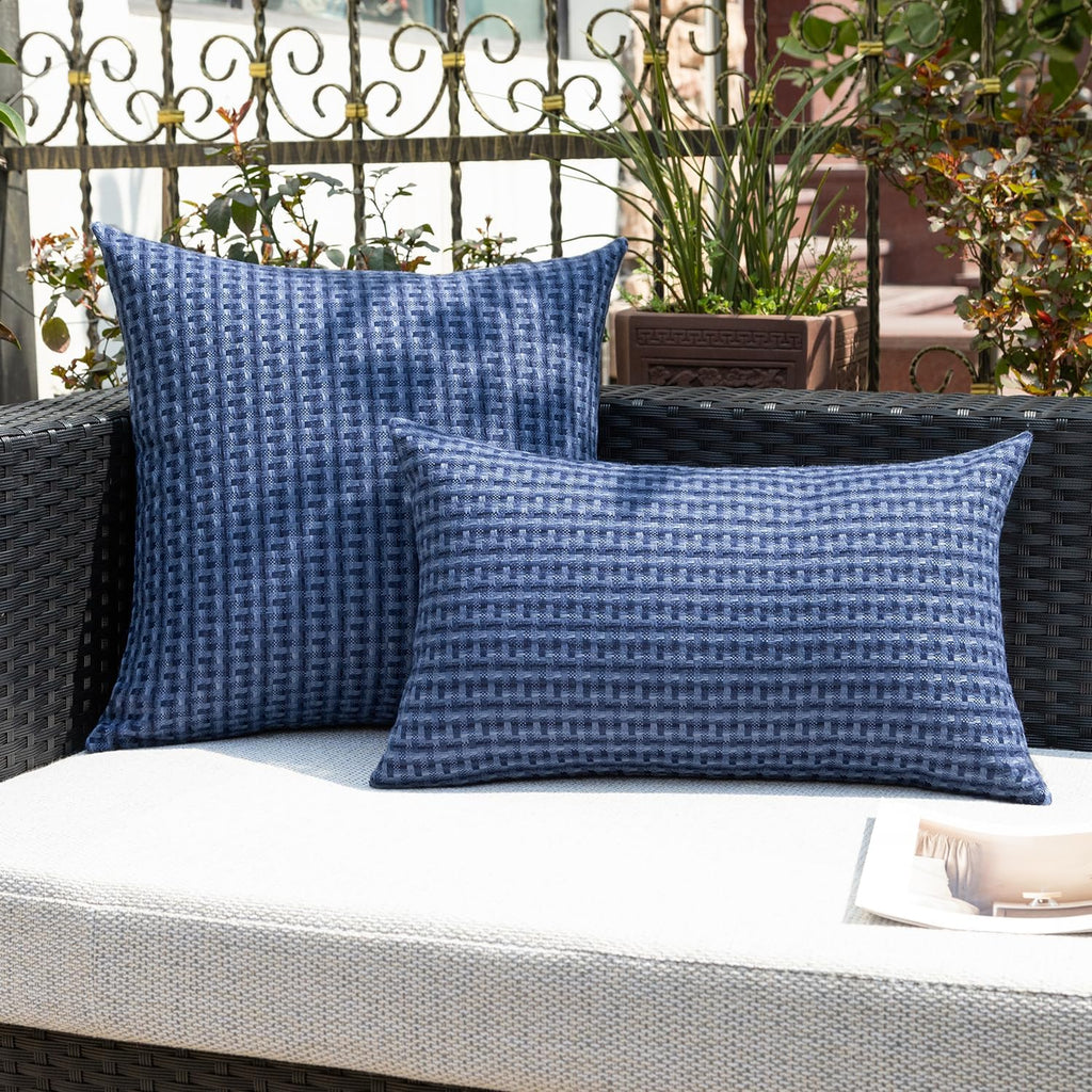 Navy Blue Farmhouse 2-Pack Waterproof Pillow Covers 12x20