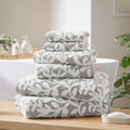 Grey Floral 6-Piece Cotton Towel Set
