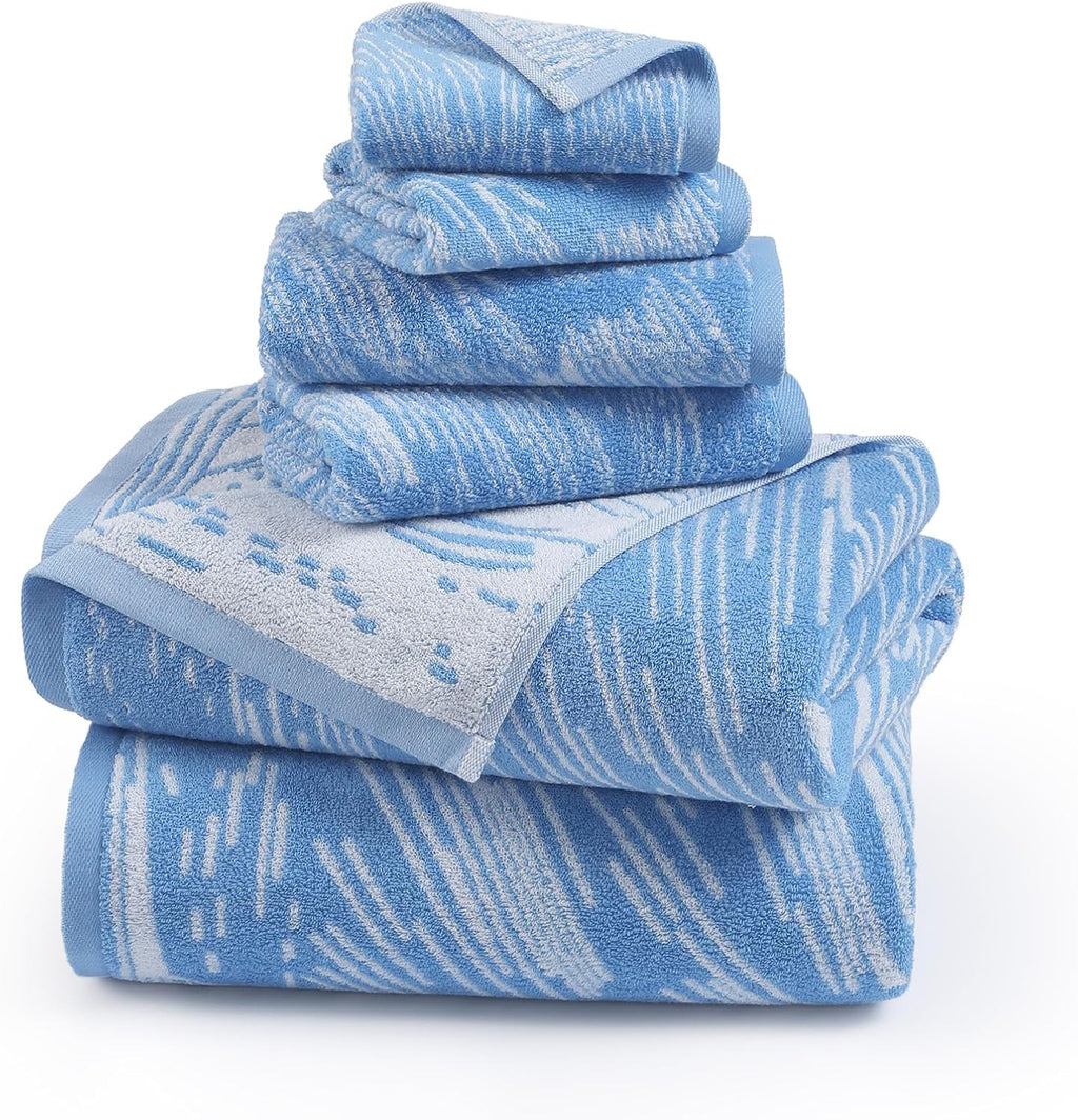 Blue Reversible 6-Piece Cotton Towel Set