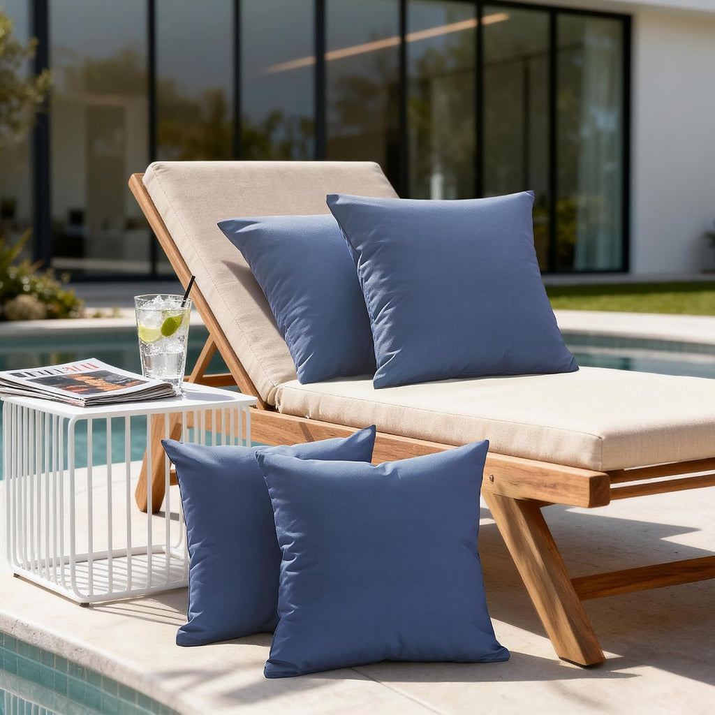 Navy Blue 4-Pack Waterproof Outdoor Pillow Covers 18x18
