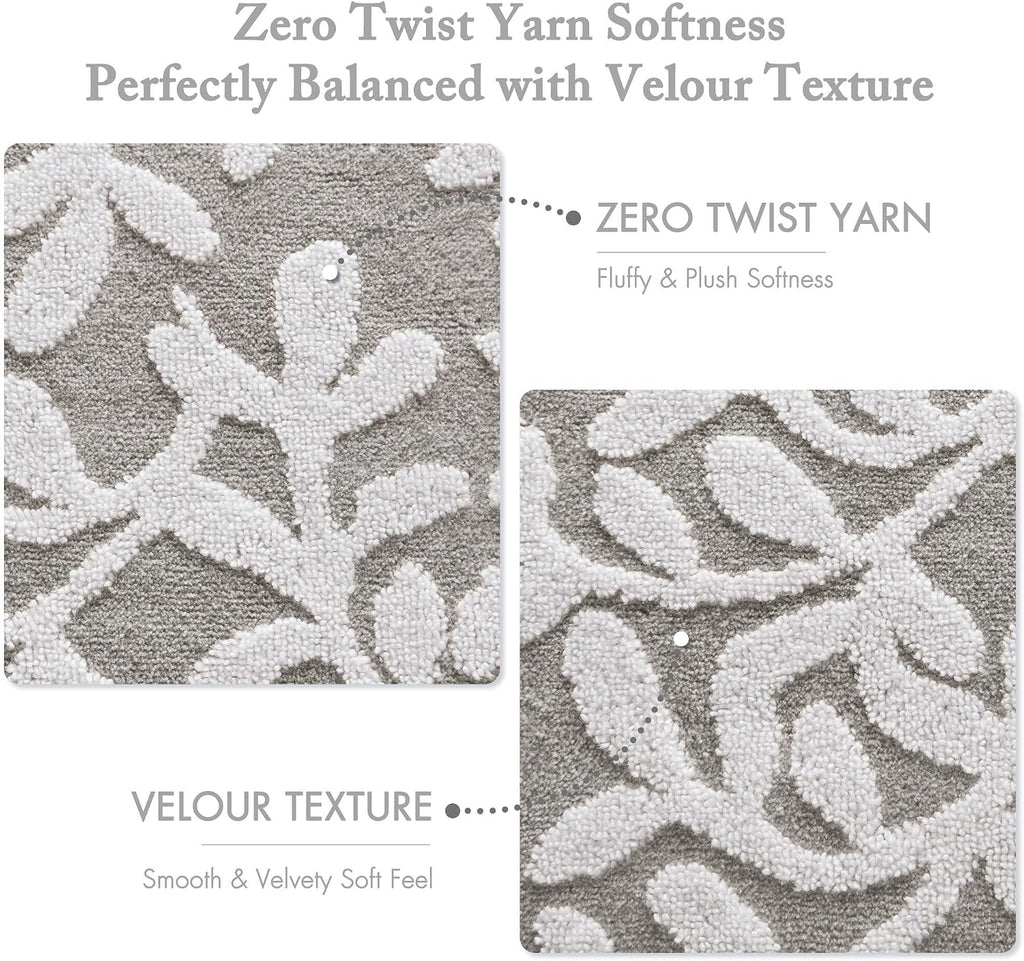 Grey Floral 6-Piece Cotton Towel Set