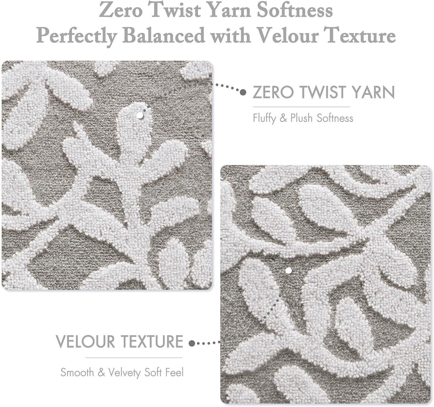 Grey Floral 6-Piece Cotton Towel Set