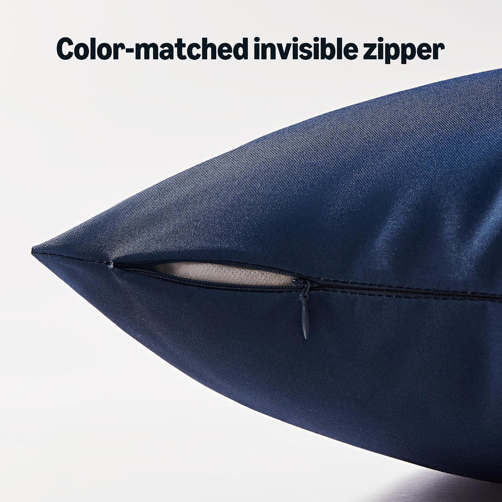 Navy Blue 4-Pack Waterproof Outdoor Pillow Covers 18x18