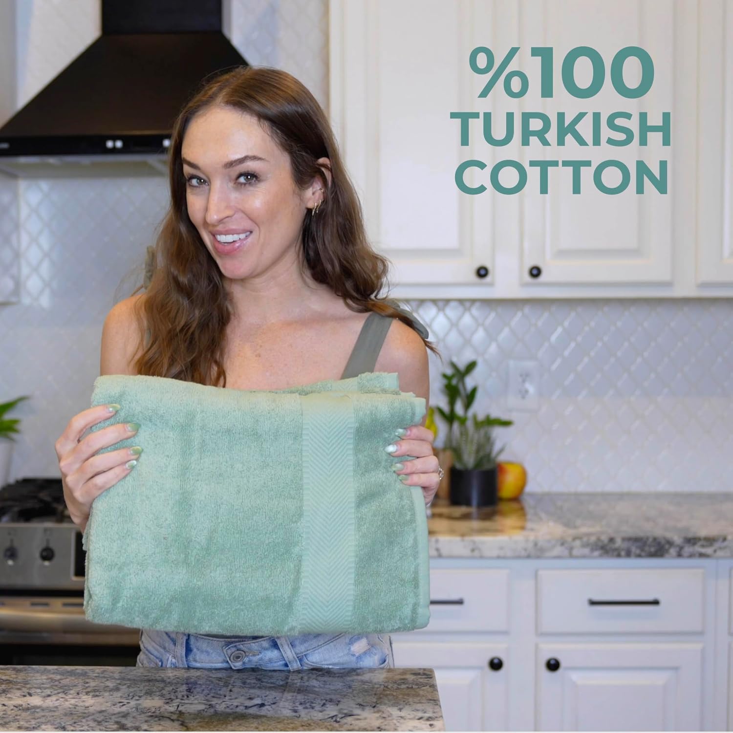 Green Turkish Cotton 6-Piece Bath Towel Set