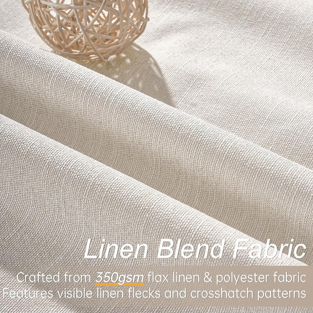 Cream Blackout Linen Curtains 105" 2 Panels