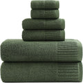 Olive Green 6-Piece Cotton Bath Towel Set