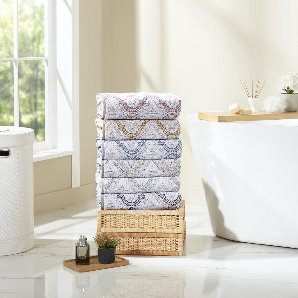 Denim Reversible Jacquard 6-Piece Cotton Towel Set