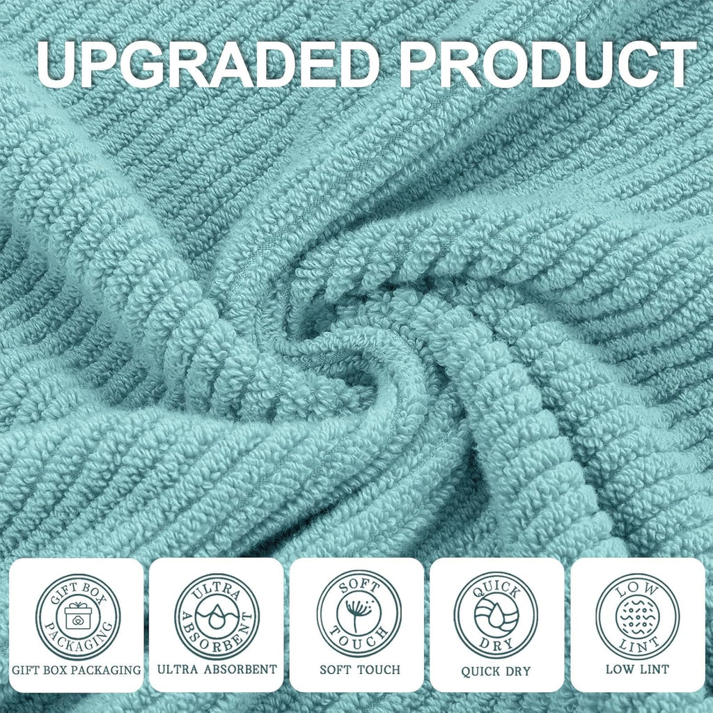 Aqua Teal Soft Quick Dry 6-Piece Cotton Towel Set