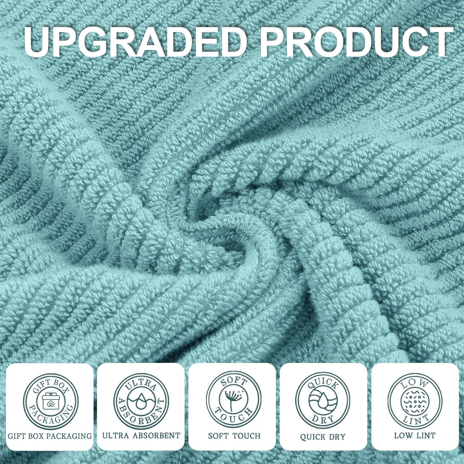 Aqua Teal Soft Quick Dry 6-Piece Cotton Towel Set