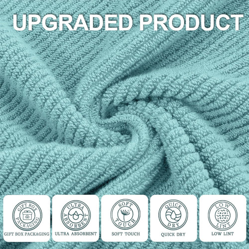 Aqua Teal Soft Quick Dry 6-Piece Cotton Towel Set