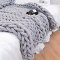 Gray Jumbo Chenille Chunky Knit Throw Blanket 40x40