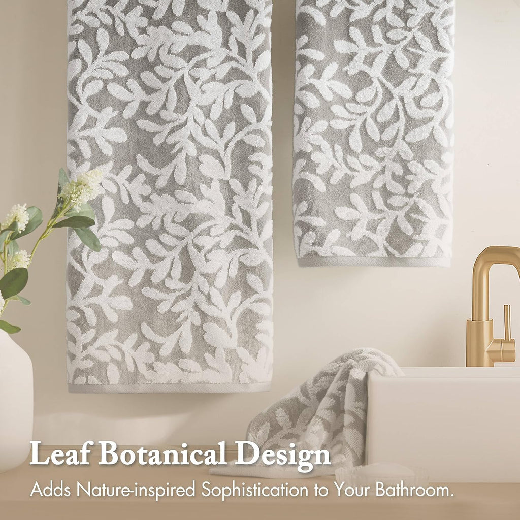 Grey Floral 6-Piece Cotton Towel Set