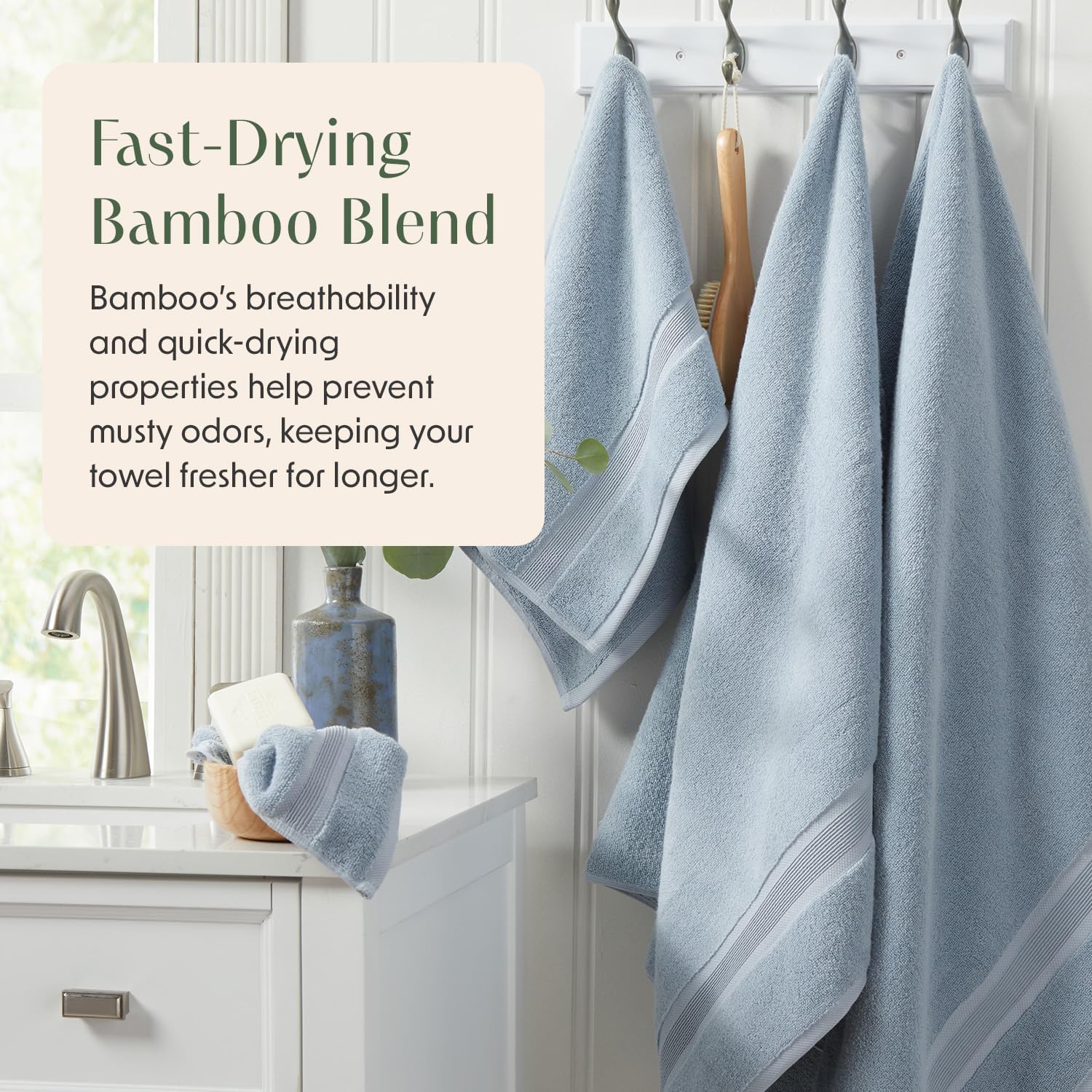Blue Fog Bamboo Cotton 6-Piece Towel Set